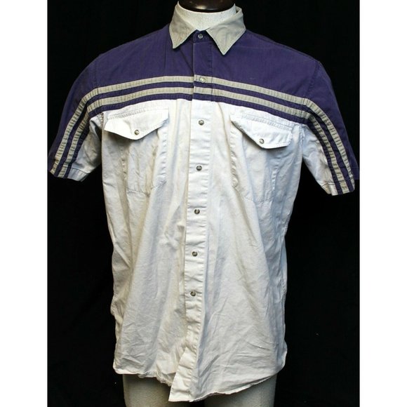 Cumberland Outfitters Button Down Shirt Purple White Mens Size L Pockets Snaps - Picture 1 of 7